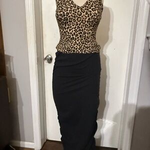 Abound Leopard Print Top with Black Pencil Skirt